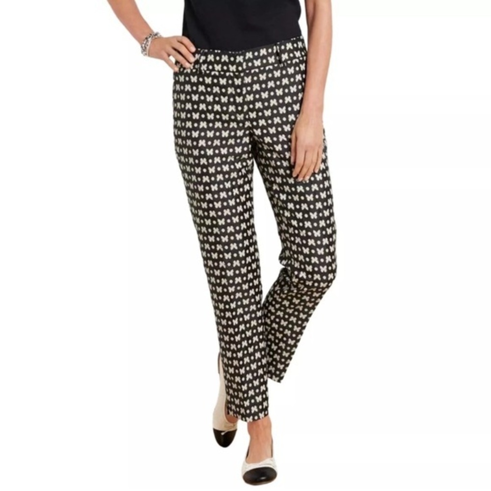 Talbots Black and White Straight Leg Pants with Geometric Print